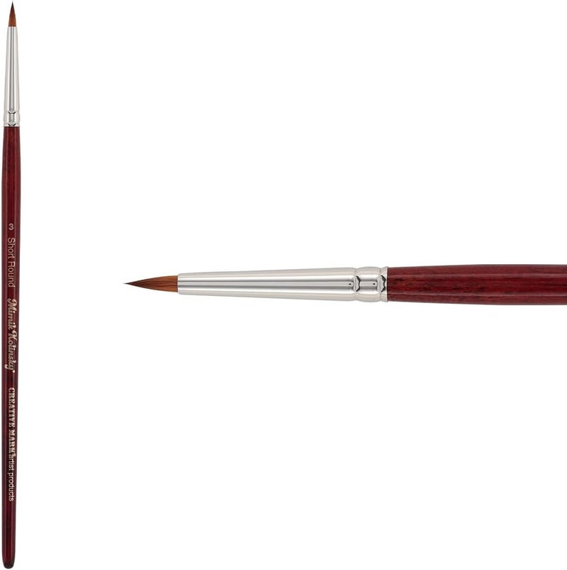 Creative Mark Mimik Kolinsky Watercolor Brush - # 3 Round - Short Handle Synthetic Paint Brush - Handmade in Germany - Synthetic Sable Paint Brushes for Professional Artists - Animal-Friendly - Image 1